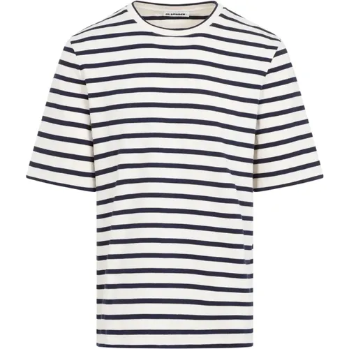 Blue Striped Cotton T-shirt , male, Sizes: S - Jil Sander - Modalova