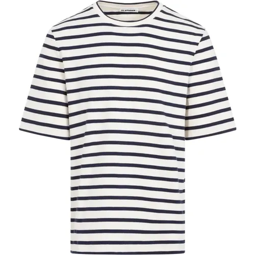 Blue Striped Cotton T-shirt , male, Sizes: XS - Jil Sander - Modalova