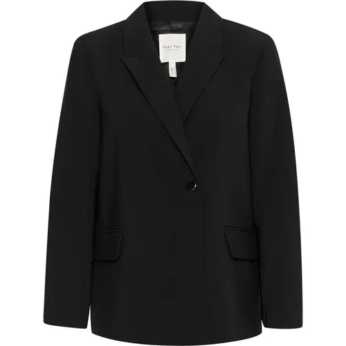 Klassische Schwarze Jacke mit Goldknopf , Damen, Größe: 3XL - Part Two - Modalova