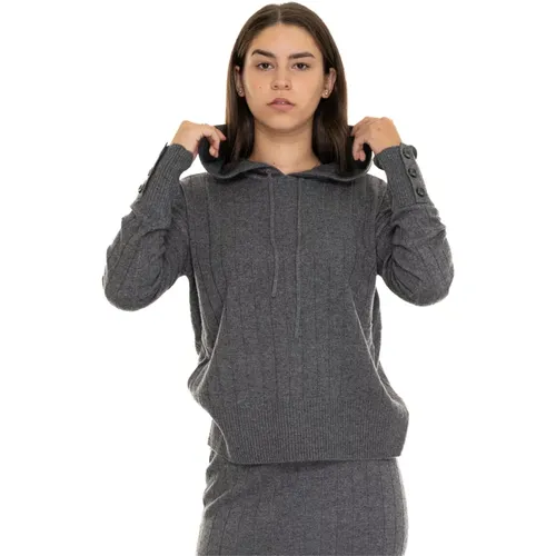 Wollpullover mit fester Kapuze , Damen, Größe: S - Pennyblack - Modalova