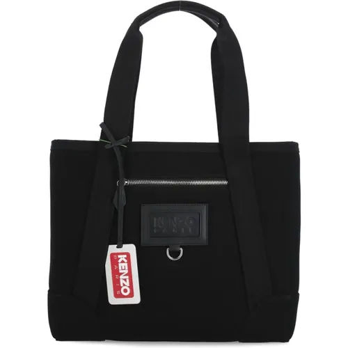 Schwarze Baumwoll-Einkaufstasche mit Anhänger - Kenzo - Modalova