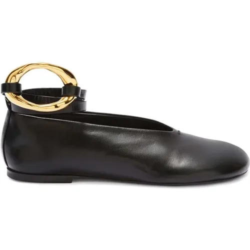 Schwarze Lammleder Knöchelriemen Schuhe - Jil Sander - Modalova