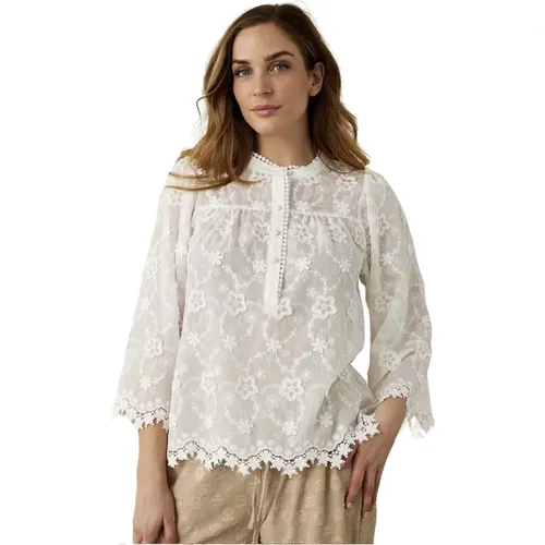 Beautiful Solvej Blouse with Embroidered Details , female, Sizes: M - IN Front - Modalova