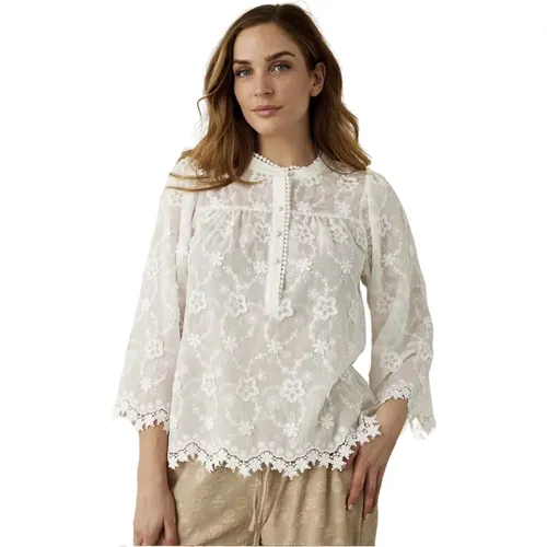 Beautiful Solvej Blouse with Embroidered Details , female, Sizes: S - IN Front - Modalova