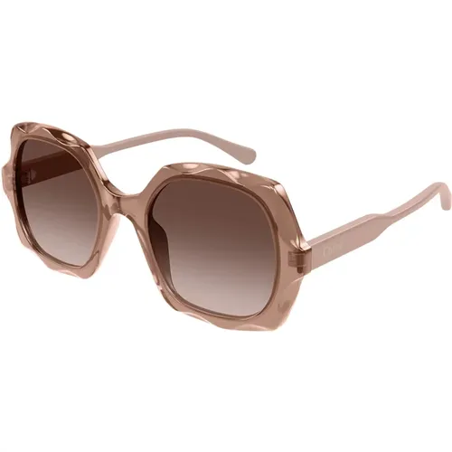 Square Oversized Sunglasses with Laser Engraved Logo , female, Sizes: 53 MM - Chloé - Modalova