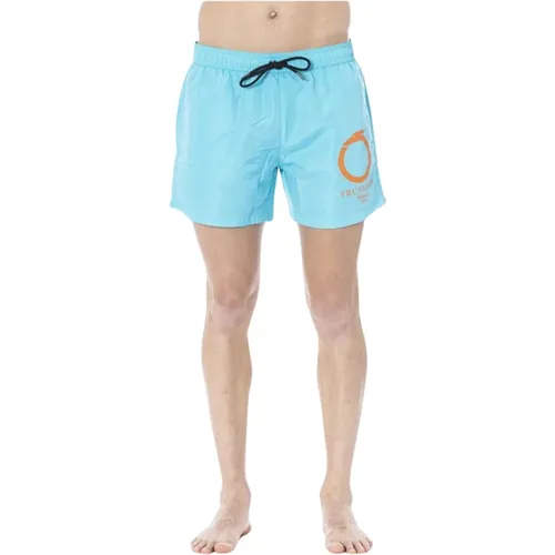 Blaue Logo Badehose mit Taschen , Herren, Größe: M - Trussardi - Modalova