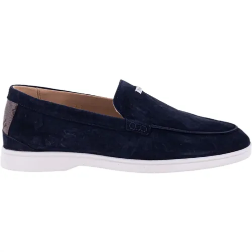 Suede Loafers with Monogram Details , male, Sizes: 10 UK, 6 UK - Herno - Modalova