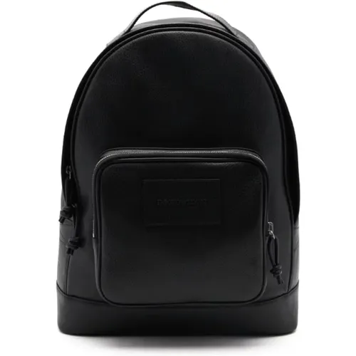 Leather Backpack with Front Zip , male, Sizes: ONE SIZE - Emporio Armani - Modalova