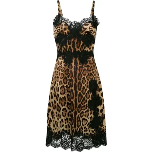 Short Day Dress with Romantic Lace Detail , female, Sizes: XS - Dolce & Gabbana - Modalova