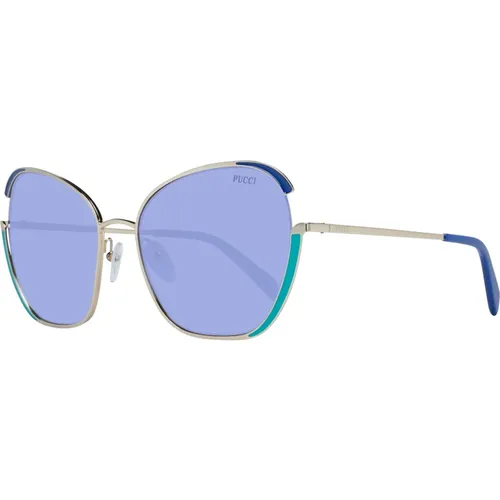 Goldene Damen Sonnenbrille Schmetterling Verlauf Blau - EMILIO PUCCI - Modalova