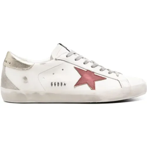 Super Star Leder Sneakers mit laminiertem Absatz - Golden Goose - Modalova