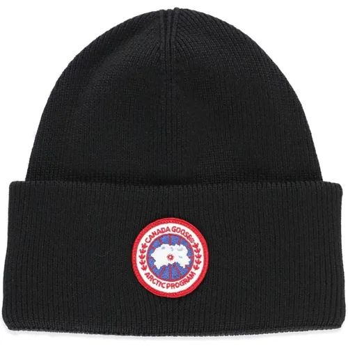 Schwarze Wollmütze Beanie für Jungen - Canada Goose - Modalova