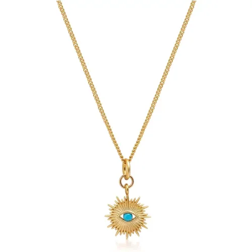 Gold Necklace with Mini Evil Eye Pendant , Damen, Größe: S/M - Nialaya - Modalova