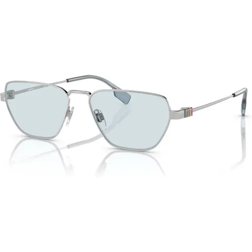 Silver/Light Blue Sunglasses , male, Sizes: 56 MM - Burberry - Modalova