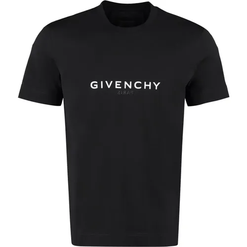 Geripptes Crew-Neck Baumwoll T-Shirt , Herren, Größe: S - Givenchy - Modalova