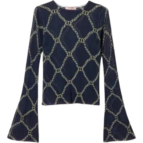 Chain Print Sweaters , female, Sizes: L, M, S - Twinset - Modalova