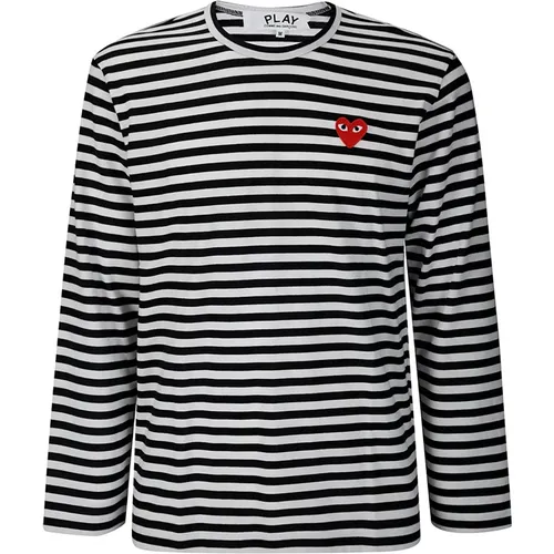 Striped Heart Longsleeve T-Shirt , male, Sizes: L, M, S, XL - Comme des Garçons Play - Modalova