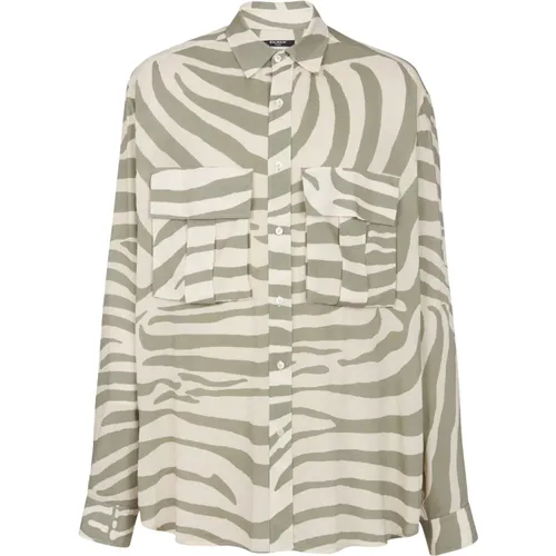 Zebra-Print-Shirt , Herren, Größe: XL - Balmain - Modalova