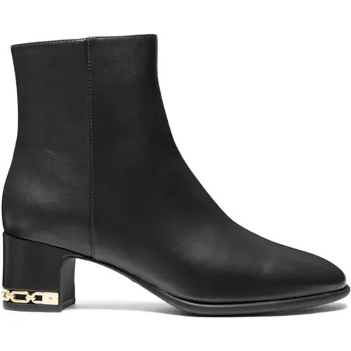 Schwarze Lederstiefel mit Gold Details , Damen, Größe: 38 1/2 EU - Michael Kors - Modalova