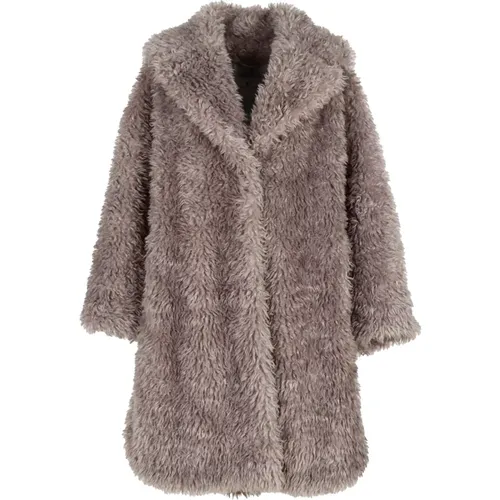 Grey Fur-Lined Knee-Length Coat , female, Sizes: 3XS - Ermanno Scervino - Modalova