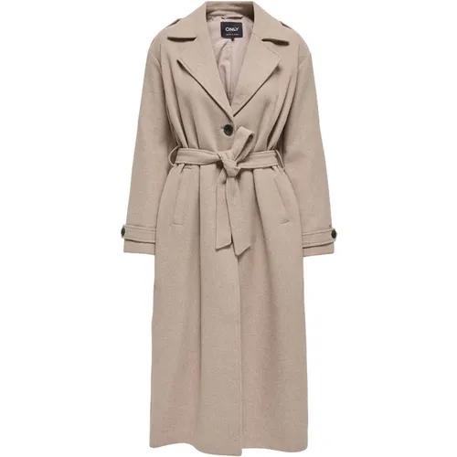 Langer Woll Trenchcoat , Damen, Größe: M - Only - Modalova