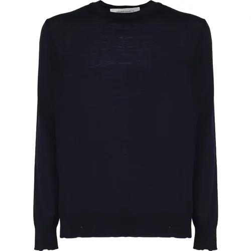 Blauer Crewneck Pullover Regular Knit , Herren, Größe: M - Golden Goose - Modalova