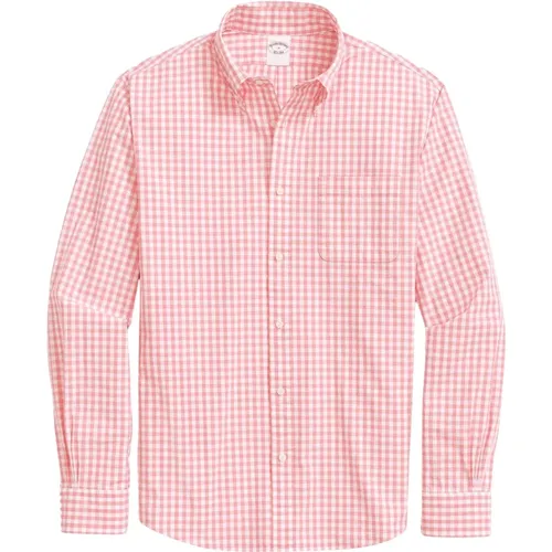 Rotes Sport-Freitag-Shirt mit Polo-Button-Down-Kragen , Herren, Größe: L - Brooks Brothers - Modalova