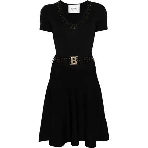Schwarzes Kleid mit Strassverzierung - Blugirl - Modalova
