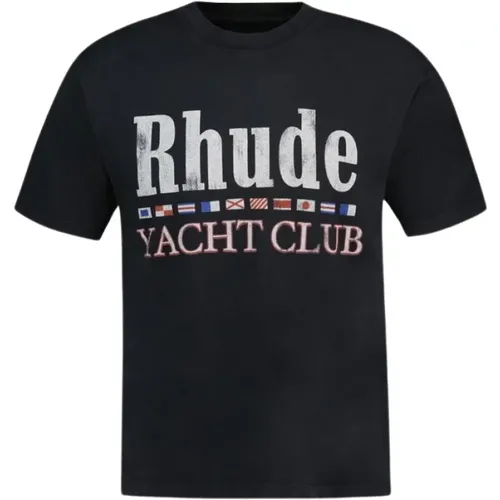 Schwarzes Baumwoll-Flaggen T-Shirt - Rhude - Modalova