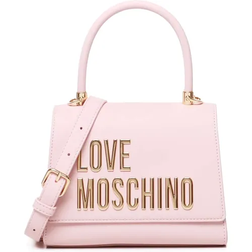 Rosa Ecoleder Handtasche mit Schultergurt - Love Moschino - Modalova