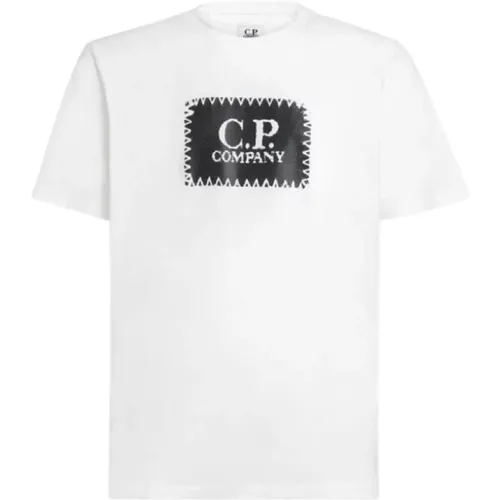 Weißes Baumwoll-Jersey-Label-T-Shirt , Herren, Größe: 2XL - C.P. Company - Modalova