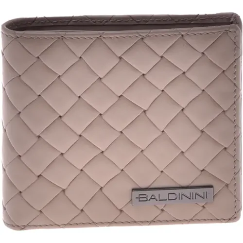 Wallet in taupe with woven print - Baldinini - Modalova