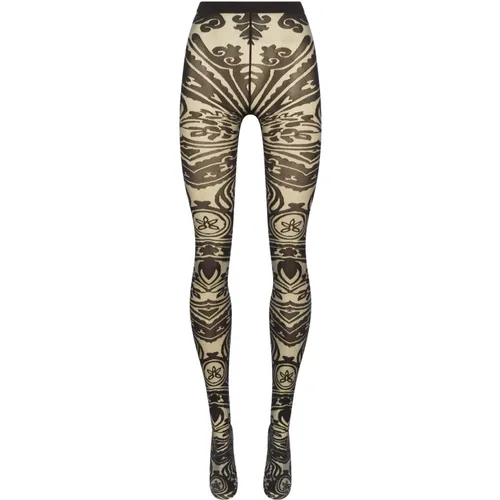 Tattoo Print Sheer Schwarze Strumpfhose , Damen, Größe: S - Wolford - Modalova