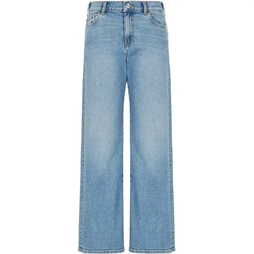Moderne Fit Cropped Wide Leg Jeans , Damen, Größe: W26 - Emporio Armani - Modalova
