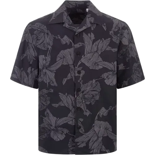 Floral Print Cuban Collar Shirt , male, Sizes: L, XL, S, XS, M - Neil Barrett - Modalova
