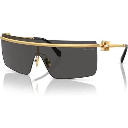 Gold/Dark Grey Sonnenbrillen SMU 50Zs , Damen, Größe: 42 MM - Miu Miu - Modalova