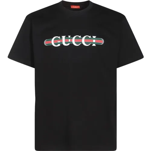 Cotton Logo Print T-shirt , female, Sizes: S - Gucci - Modalova