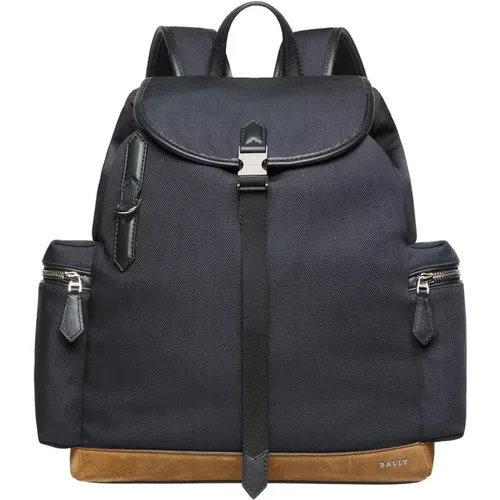 Nylon Backpack with Leather Details , male, Sizes: ONE SIZE - Bally - Modalova