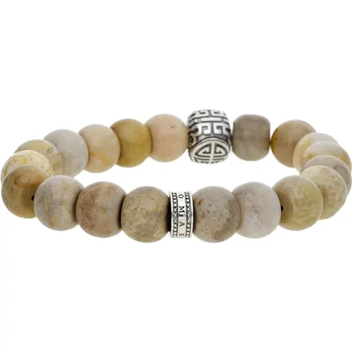 Ethno Power Beige Silver Men's Bracelet , male, Sizes: ONE SIZE - Thomas Sabo - Modalova