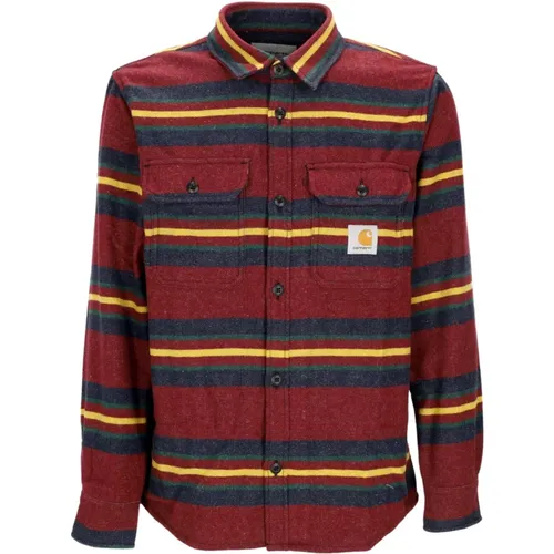 Oregon Hemdjacke Starco Stripe/Bordeaux , Herren, Größe: S - Carhartt WIP - Modalova