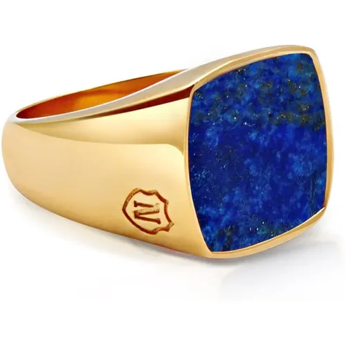 Gold Signet Ring Blue Lapis , male, Sizes: 56 MM, 66 MM, 68 MM, 62 MM, 64 MM, 58 MM, 60 MM - Nialaya - Modalova