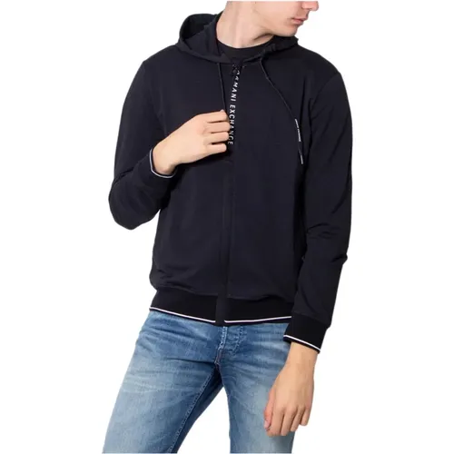 Schwarzer Reißverschluss Kapuzenpullover , Herren, Größe: XL - Armani Exchange - Modalova