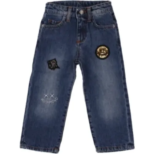 Logo Front Zip Jeans mit Patches - John Richmond - Modalova