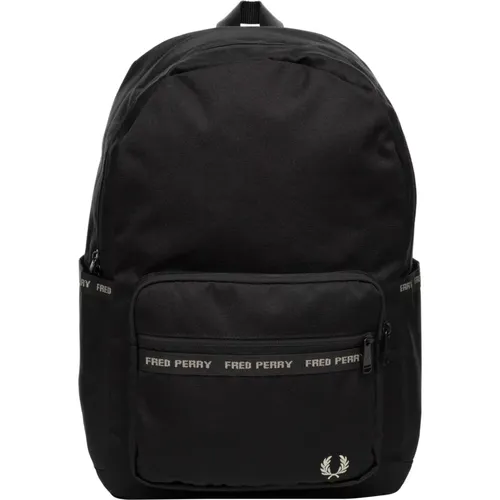 Plain Logo Backpack with Zip Closure , male, Sizes: ONE SIZE - Fred Perry - Modalova