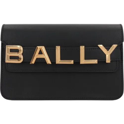 Hammered Leather Shoulder Bag with Gold Hardware , female, Sizes: ONE SIZE - Bally - Modalova