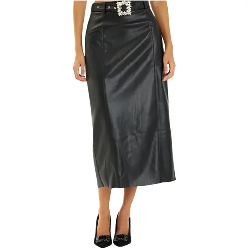 Leather effect midi skirt , female, Sizes: L, S, M - Alma en Pena - Modalova