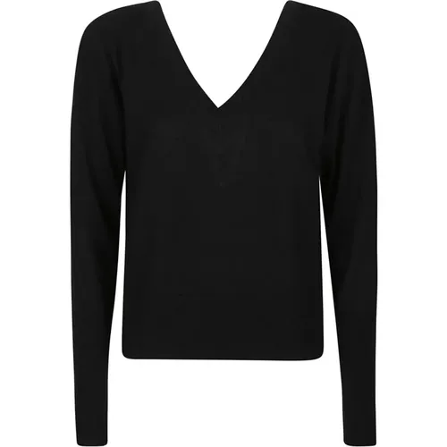 Schwarzer V-Ausschnitt Pullover , Damen, Größe: M - Federica Tosi - Modalova