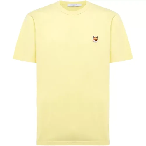 Einfarbiges Baumwoll-T-Shirt , Herren, Größe: M - Maison Kitsuné - Modalova