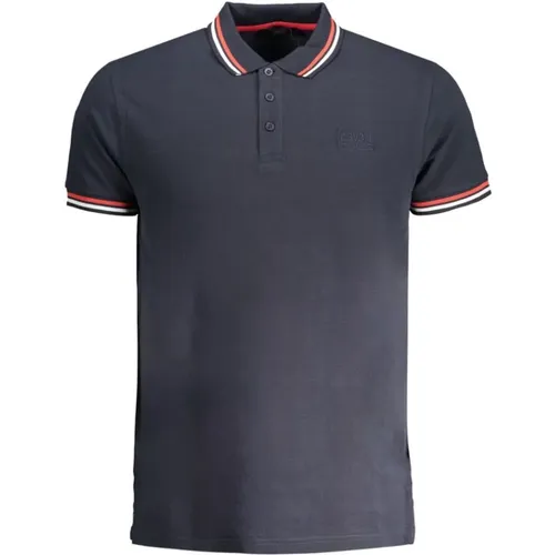 Blau Baumwoll Polo Shirt mit Kurzen Ärmeln , Herren, Größe: L - Cavalli Class - Modalova