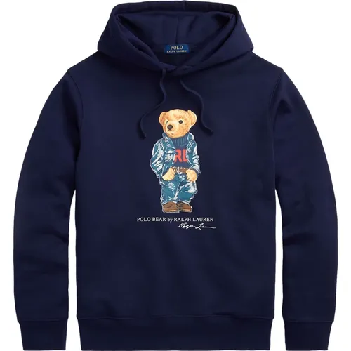 Navy Denim Bear Sweatshirt , Herren, Größe: M - Polo Ralph Lauren - Modalova